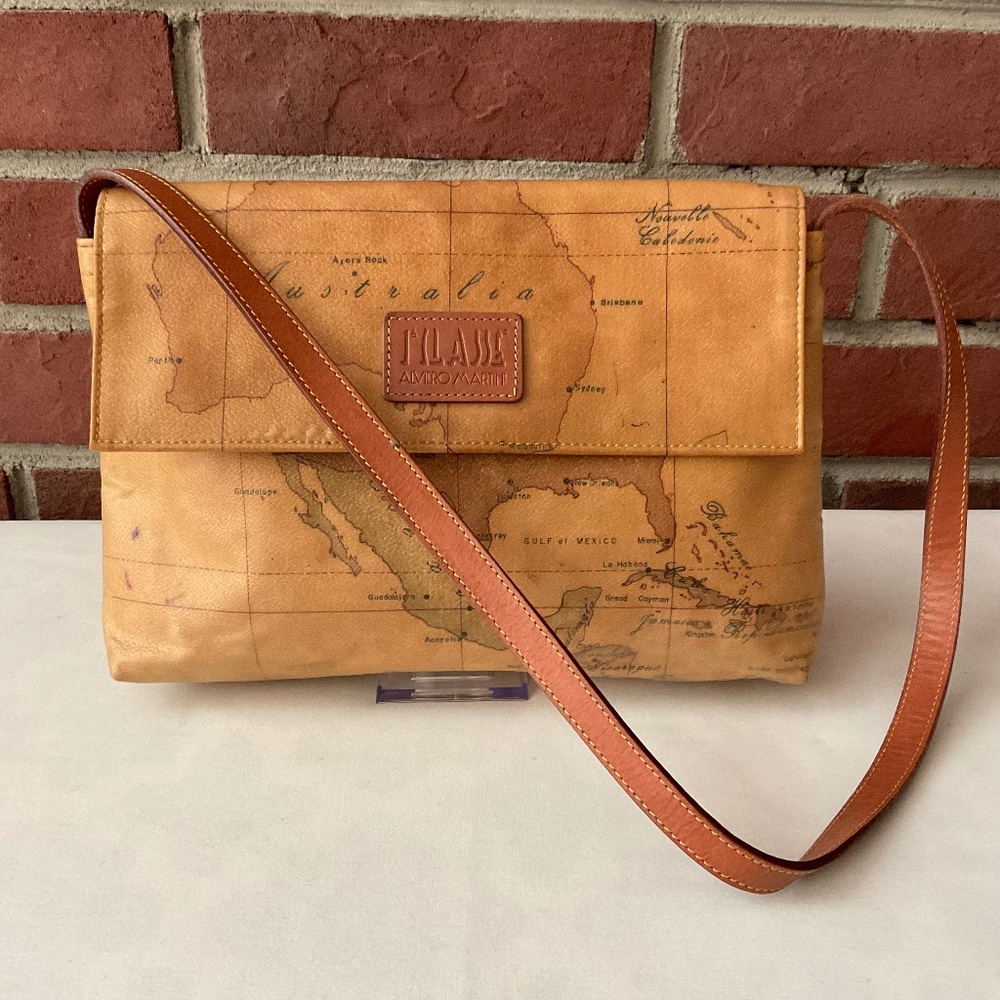 Alviero Martini Map Print Shoulder Bag Clutch